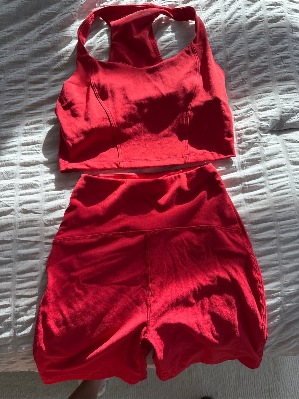 Beyond Yoga Red Athletic Skirt Set with Built-In Shorts